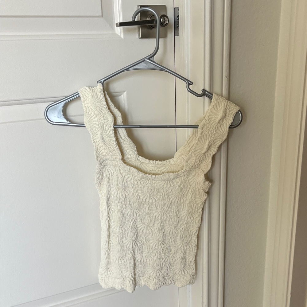 Free People Cream Textured Tank Top